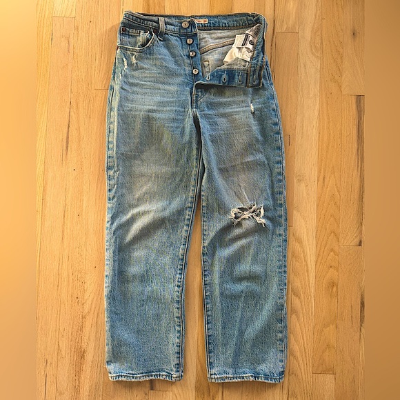 Levi’s ribcage straight ankle jeans - light wash destroyed - size 26 - Picture 1 of 7